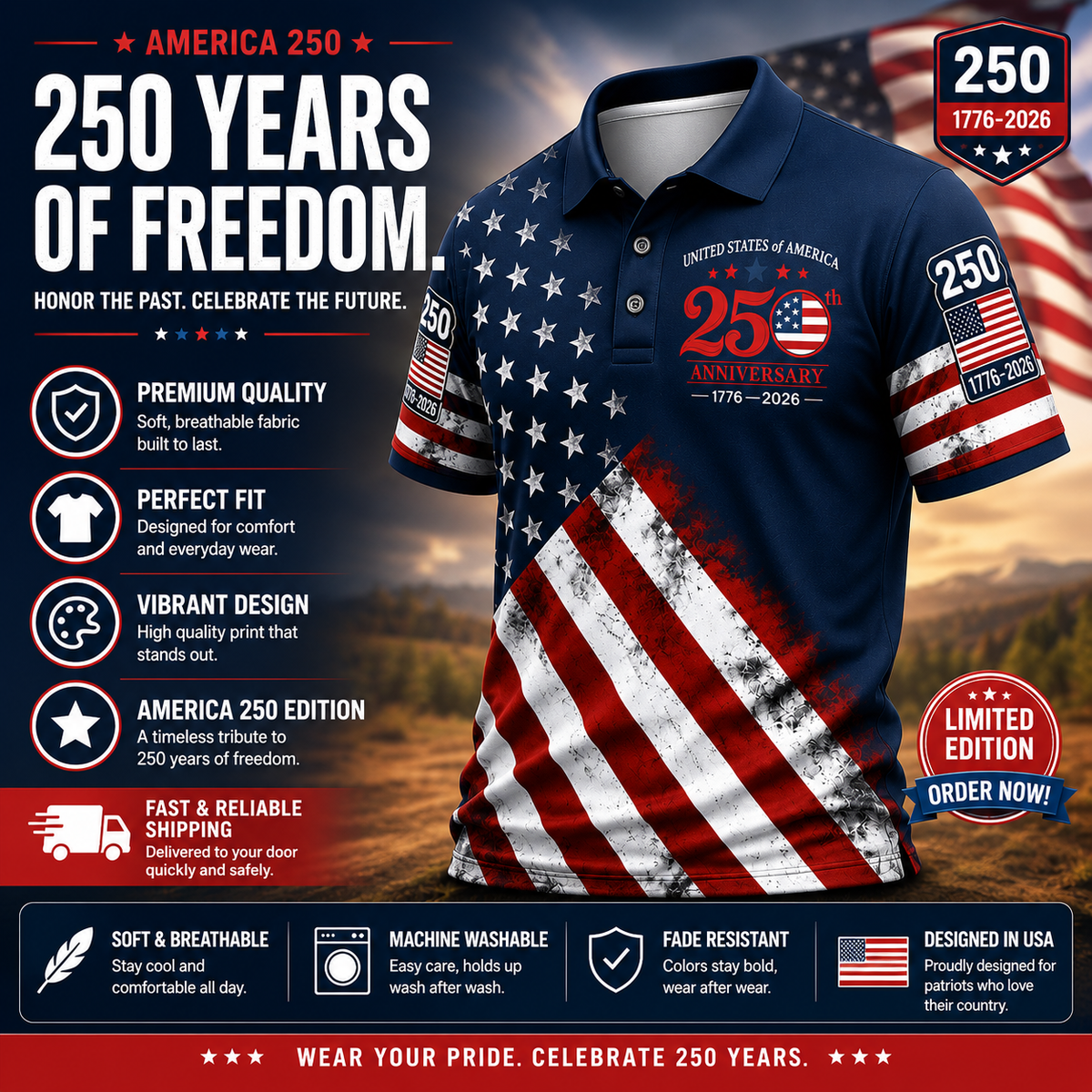 Liberty Heritage Polo – America 250 Edition